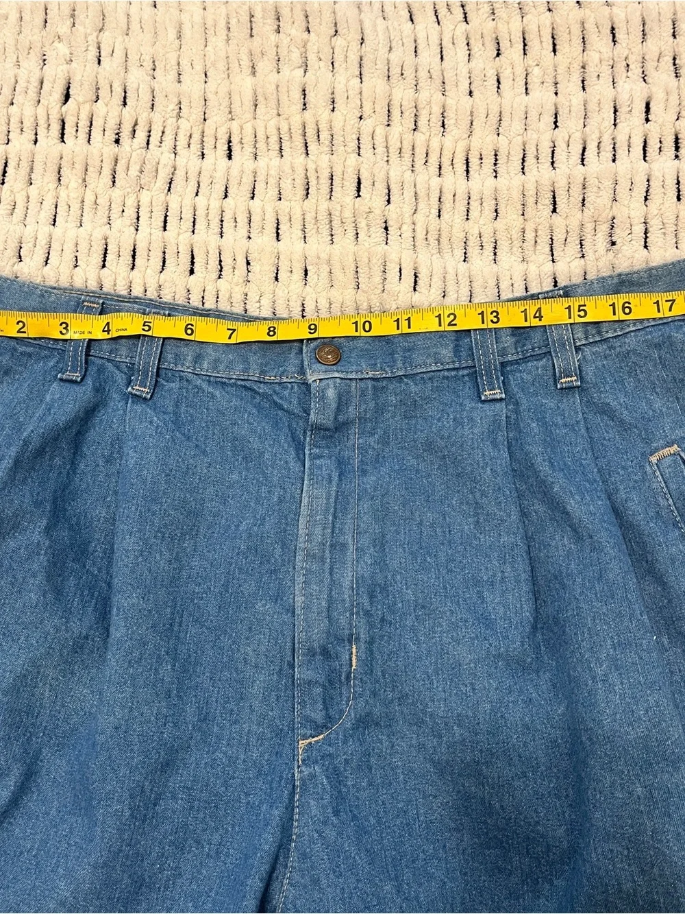 Vintage French Navy Casual Blue Denim Jean Shorts with Pleated Front Plus Size